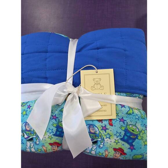 NEW CHARLIES PROJECT kid's to infinity double quilted bamboo blanket in blue
